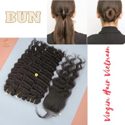 Keeping wavy hair in place at bedtime with a bun is very effective!