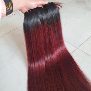 HIGHEST QUALITY | VIETNAMESE HAIR 1B/99J Two Tone Ombre Hair Black To  Burgundy Color | Combo 3 Bundles And Lace Closure Wig -