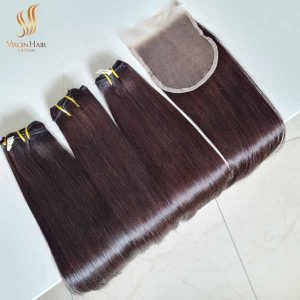 bone straight human hair - vietnam hair - hair bundles with lace closure