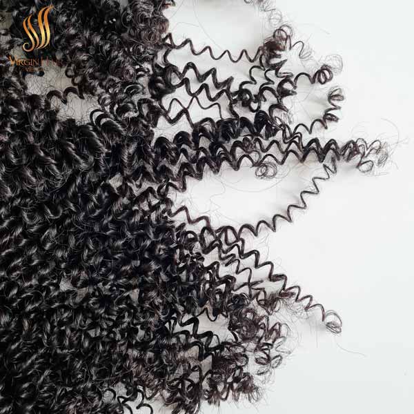 double drawn kinky curly hair - hair bundles with closure - 100% virgin human hair