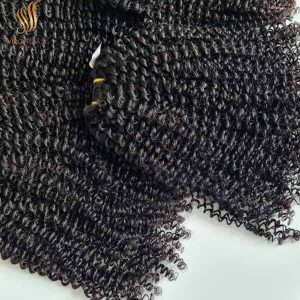 double drawn kinky curly hair - hair bundles with closure - 100% virgin human hair