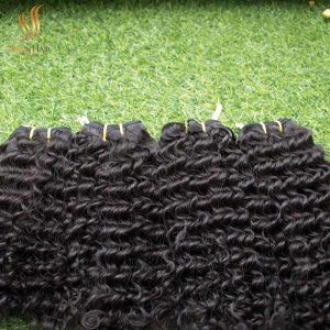 Single drawn - deep curly hair - virgin human hair - hair bundles and closure