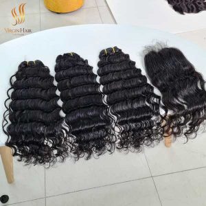 double drawn Vietnamese hair - weft hair extensions - water wave hair