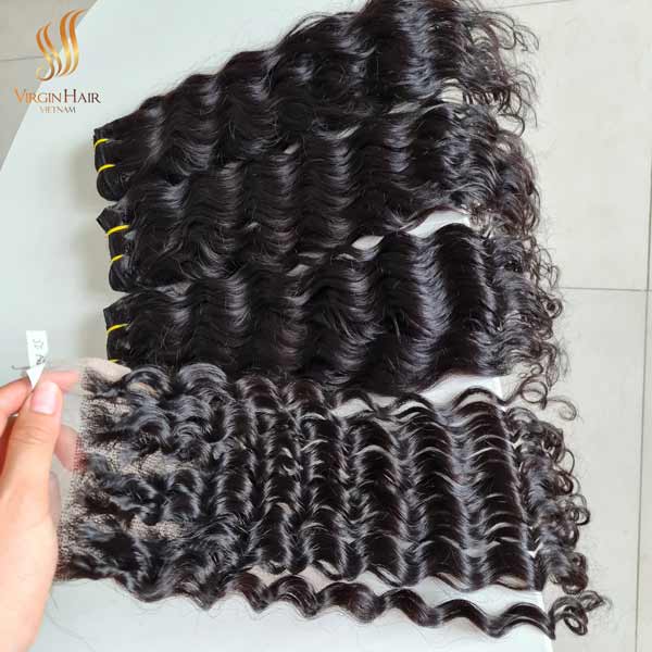 double drawn Vietnamese hair - weft hair extensions - water wave hair