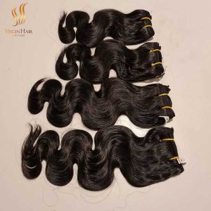 Single drawn virgin hair - body wave bundles with closure - raw hair
