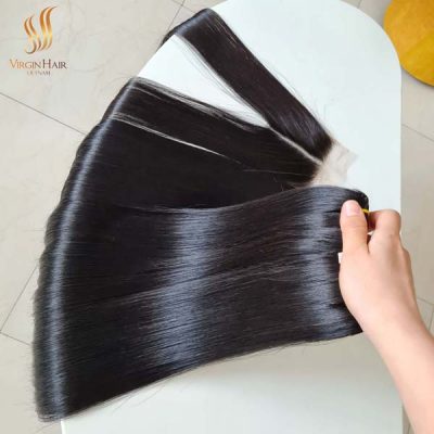 bone straight vietnam hair double drawn hair - human hair vietnam suppliers - bundles and middle part closure