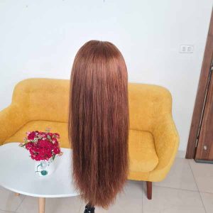 Straight Hair Wig_ Brown Color 24 inch and 5x5 Closure Middle Part
