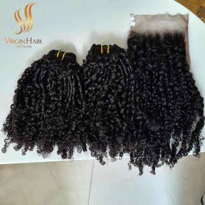 Double Drawn Pixie Curls 20 inch with 5x5 closure _100% Human Hair Extension _Virgin Cuticle Aligned Hair Vendor Vietnamese