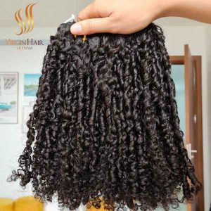 Double Drawn Pixie Curls_ human hair Weaving Bundles Extension