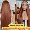 100% Human Hair Extension_Double Drawn Bone Straight With Brown Color