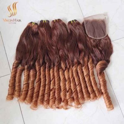 Bouncy Hair_Ombre Color_100% Human hair Extension
