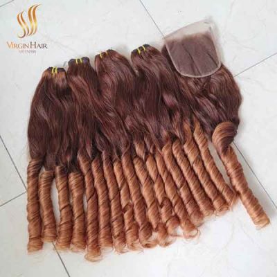 Bouncy Hair_Ombre Color_100% Human hair Extension