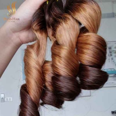 Vietnam wholesale Double Drawn Bouncy With 3 bundle 28 inch and 1 closure 28 inch