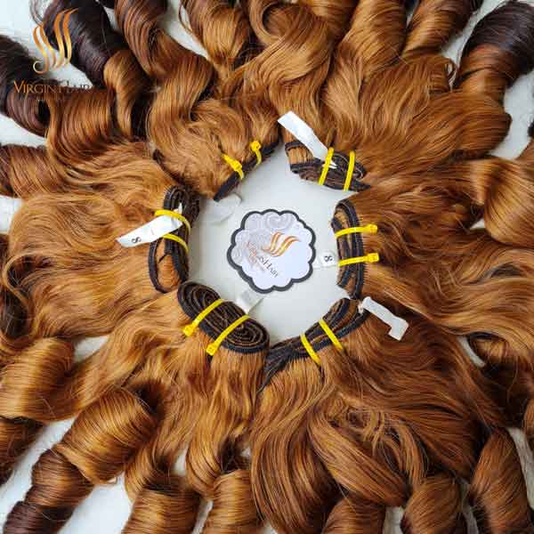 Brazilian Virgin Funmi Hair 3 Bundles with Closure, Spiral Curl Hair Bundles Short Curly Weave Unprocessed Brazilian Bouncy Curl