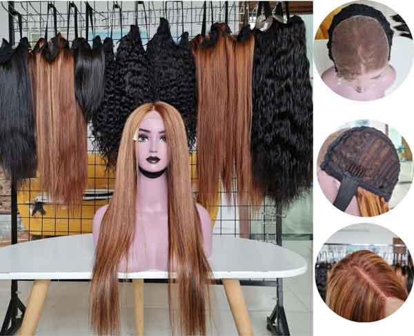 Wholesale Double Drawn Bone Straight Wig Piano Color Top Quality 100% Vietnamese Human Hair