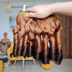 Factory Price Double Drawn Bouncy Curls Bundle 100% Raw Vietnamese Hair