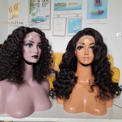 Bouncy Curls Hair Wig_100% Human Hair Extension_Lace Frontal 13x4 Very Thick