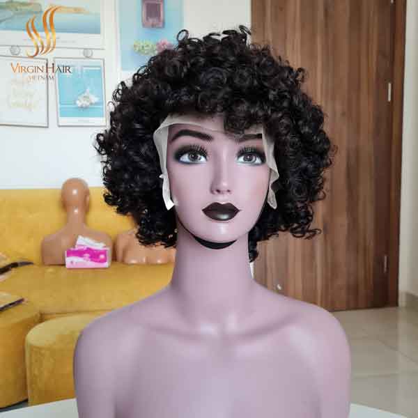 Short Wig Bouncy Curls With Natural Color Lace Frontal Wig Very Thin For Black Women