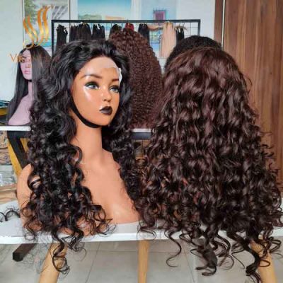 High Quality _ Bouncy Hair Wig 100% Human Hair Extension With Black Color and Brown Color