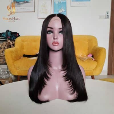 Wholesale 12A Grade Vietnamese Human Hair Bone Straight Lace Closure Wigs ,180% Density 3x5 Super Double Drawn