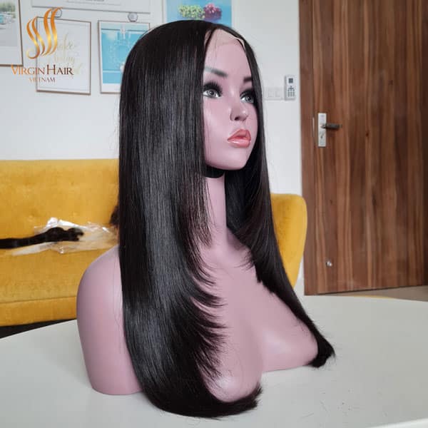 Super Double Drawn Bone Straight Lace Closure Wig 100% Virgin Human Hair From Virgin Hair Vietnam