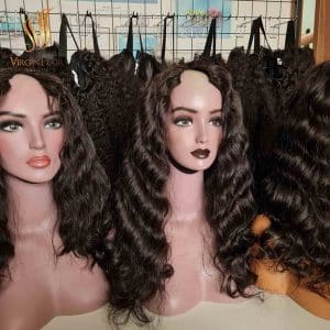 V part Wigs Human Hair Wavy From Virgin hair Vietnam Very Shiny and Smooth