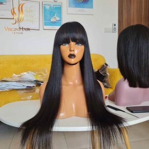 Bone Straight Wigs With Bang 100% Raw Unprocessed Hair_The best supplier in Vietnam