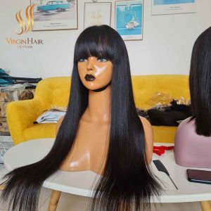 Bone Straight Fringe Wig_Wholesale Price With 3 bundle Very Thick