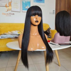 Super Drawn Bone Straight Wig With Bang Very Natural From Virgin hair Vietnam