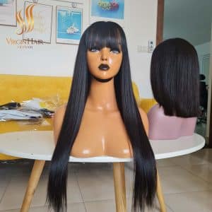 Hot Trend Bang Wig Bone Straight For Black Women High Quality 100% Vietnamese Raw Hair