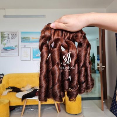 Bouncy Curls Bundle Brown Color_100% Human Hair Extension