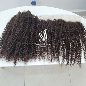 Bundles with 13x4 frontal curly hair