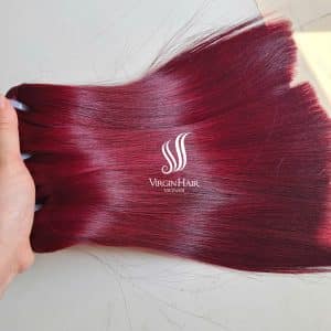 Double Drawn Machine Weft Bundles Straight Burgundy Color Remy Hair 100 Grams Raw Vietnamese Human Hair Extensions